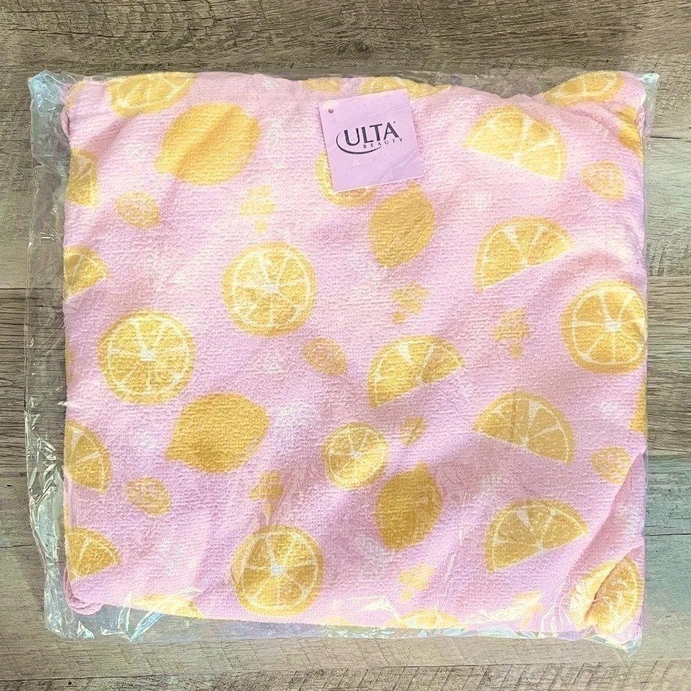 🌺 Ulta Lemon Pink Towel & Drawstring Backpack Set NWT